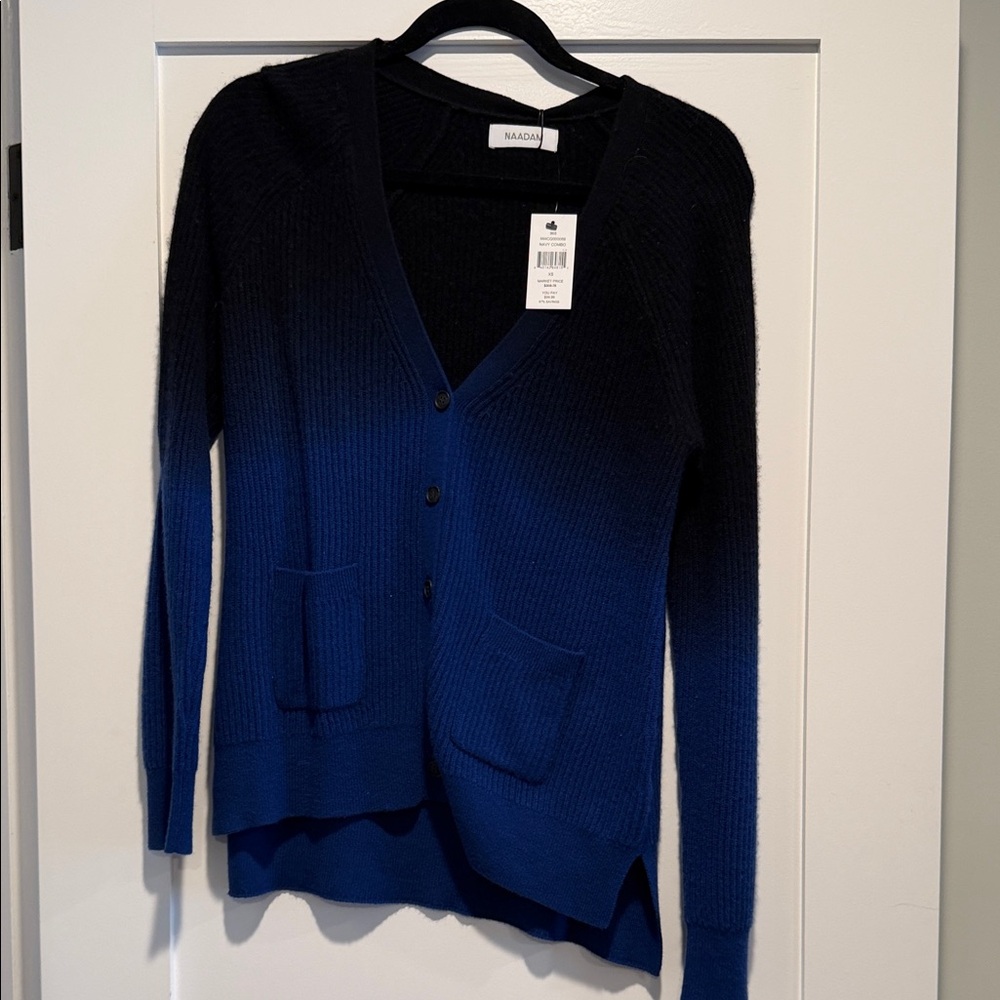 NAADAM Ombre Black and Blue Cardigan